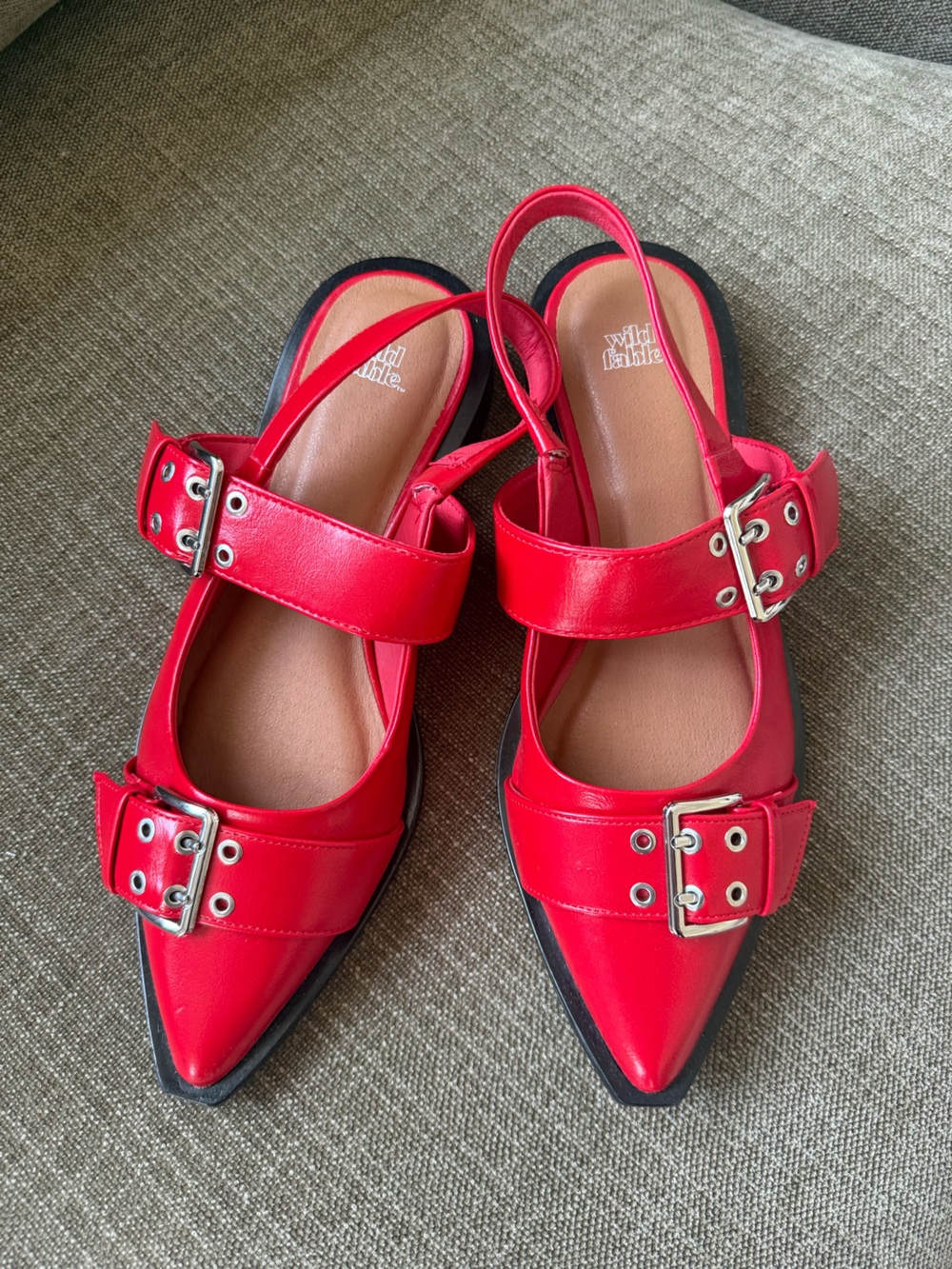 wild fable Red Pointed Buckle Slingback Flats